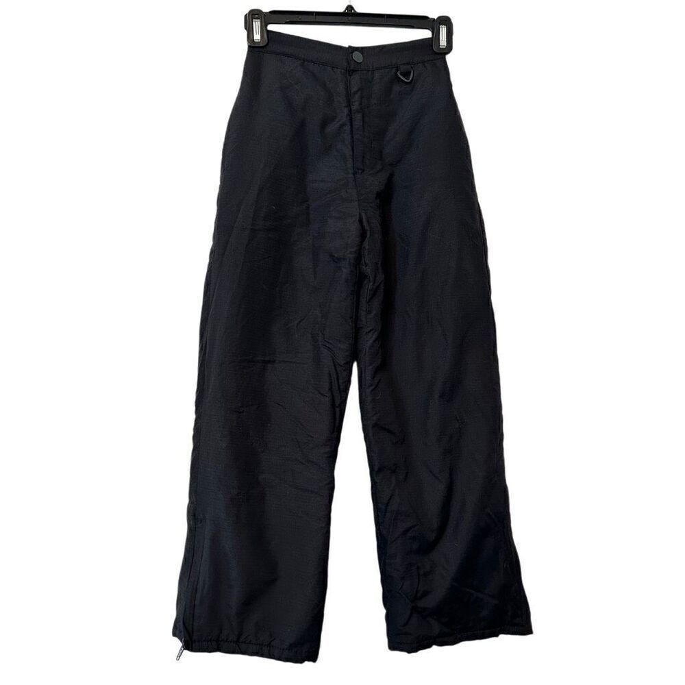 Girls SO Lined Side Zippered Leg Solid Ski Snow or Snowboarding Nylon Black Pant